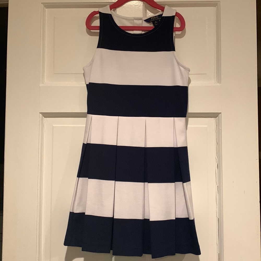 POLO Ralph Lauren, M, navy and white striped dress